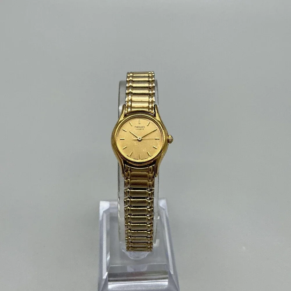 Vintage Seiko Womens Watch 20mm Gold Tone Stretch Bracelet 1N01-0E19 New Battery